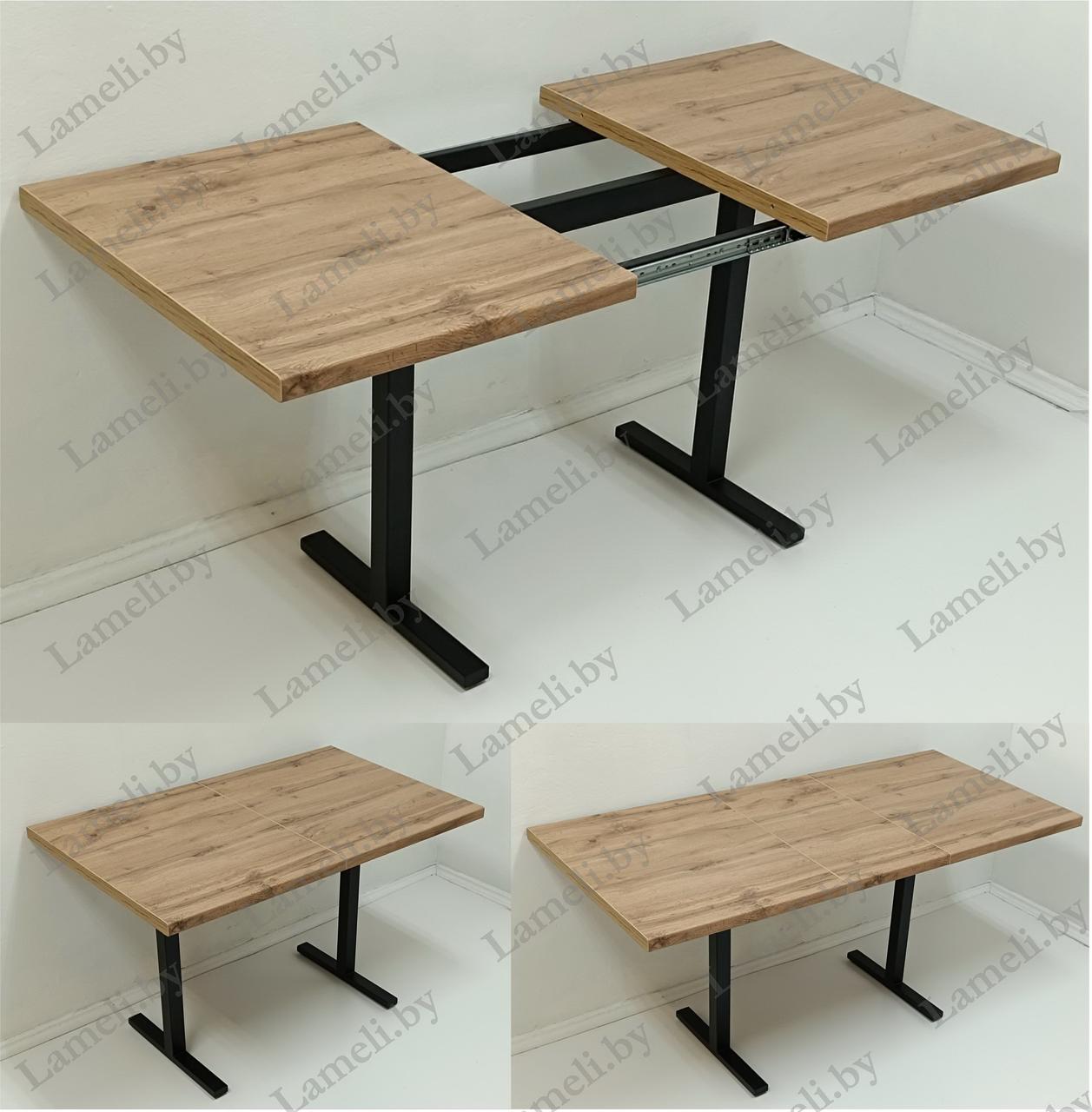 Раздвижной стол из постформинга, ЛДСП или массива дуба на металлокаркасе серии "Н" с выбором цвета и размера - фото 1 - id-p218414705