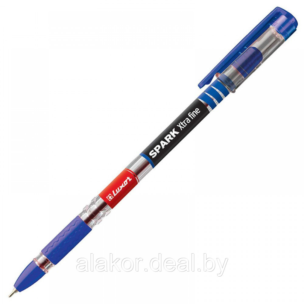 Ручка шариковая Luxor "Spark", линия 0,5мм, синяя, корпус прозрачный - фото 1 - id-p218414729