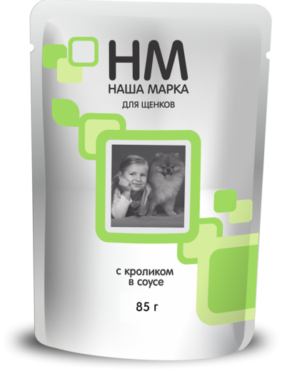 Наша Марка влажный корм для щенков с кроликом в соусе, 85 г(Россия)
