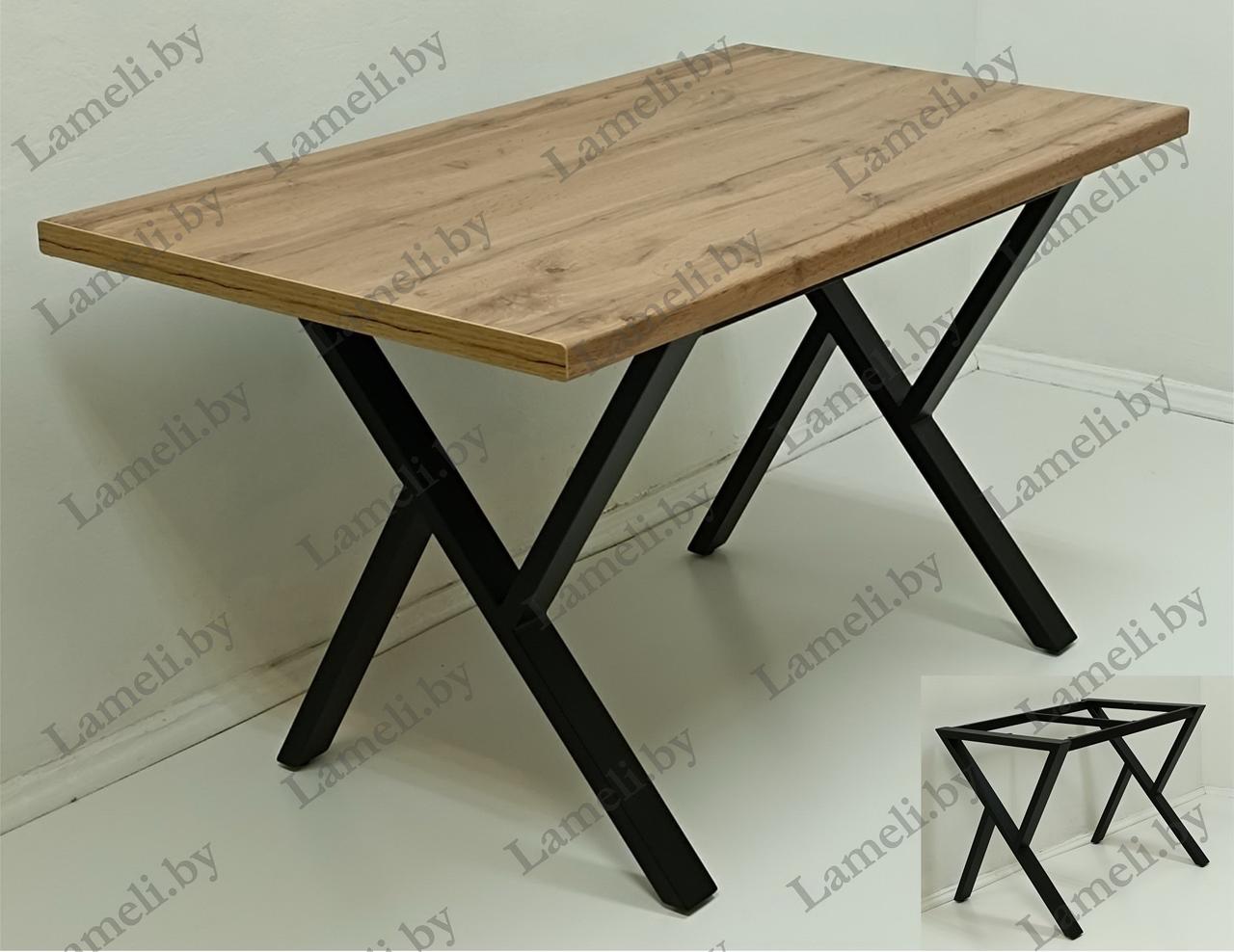 Стол кухонный на металлокаркасе серии ТР-1" из постформинга, массива дуба или ЛДСП с выбором размера и цвета