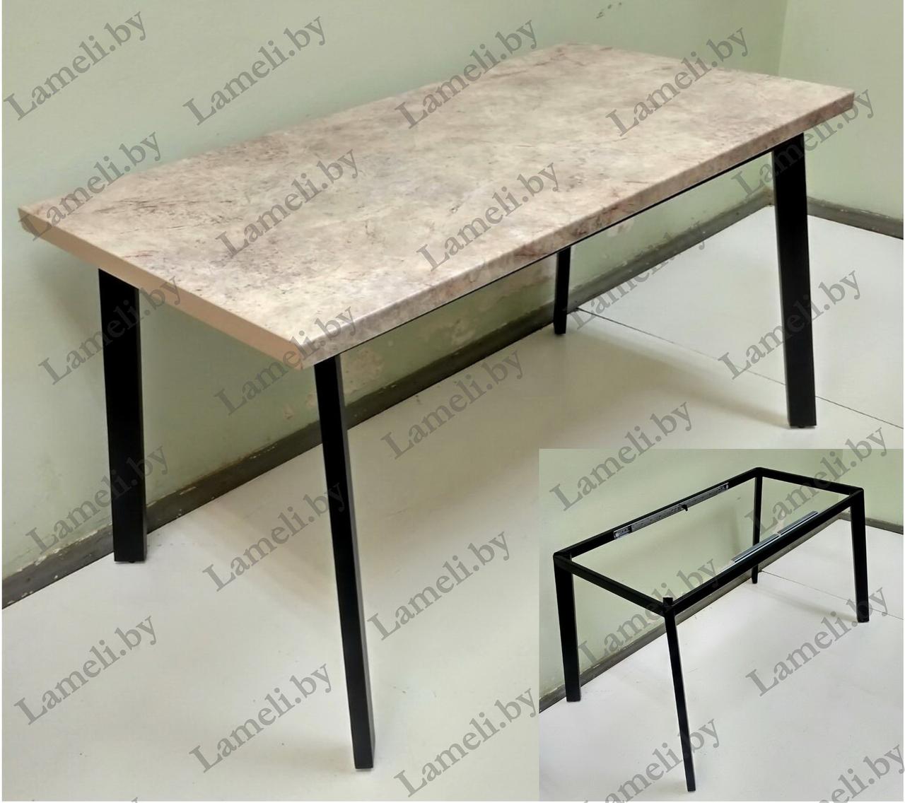 Стол кухонный на металлокаркасе серии "К-4" из постформинга, массива дуба или ЛДСП с выбором размера и цвета - фото 1 - id-p133272485