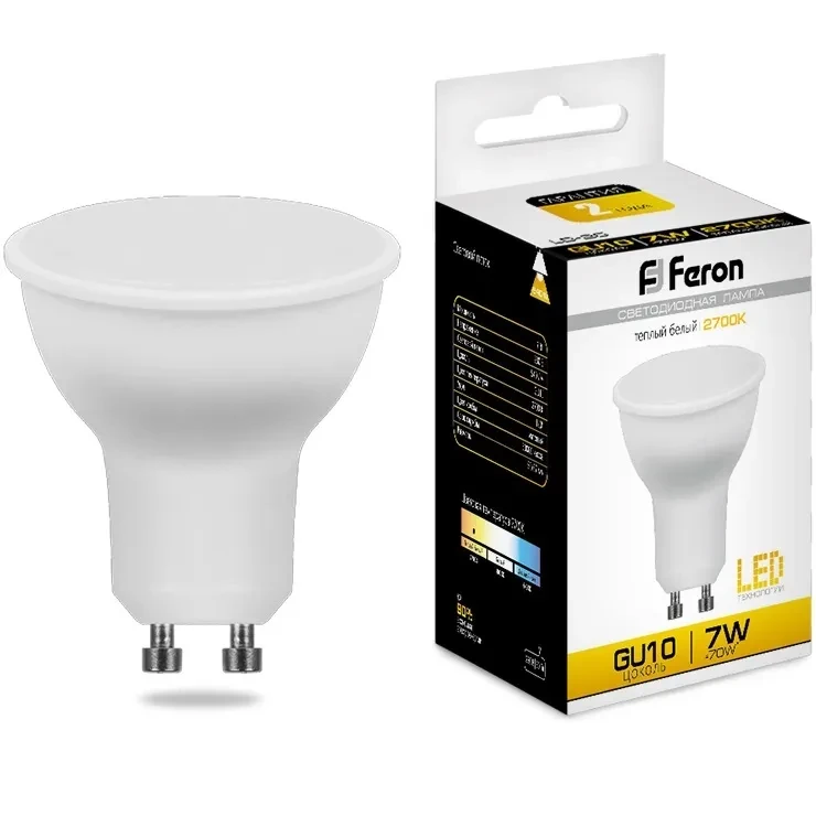 Лампа Feron LED LB26 80LED/7W 2700K 230V GU10 т.белый - фото 1 - id-p218414714