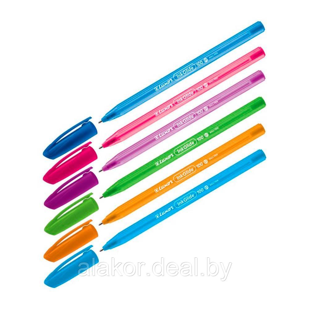 Ручка шариковая Luxor InkGlide 100 Icy, линия 0,7мм, синяя, корпус ассорти - фото 1 - id-p218423940