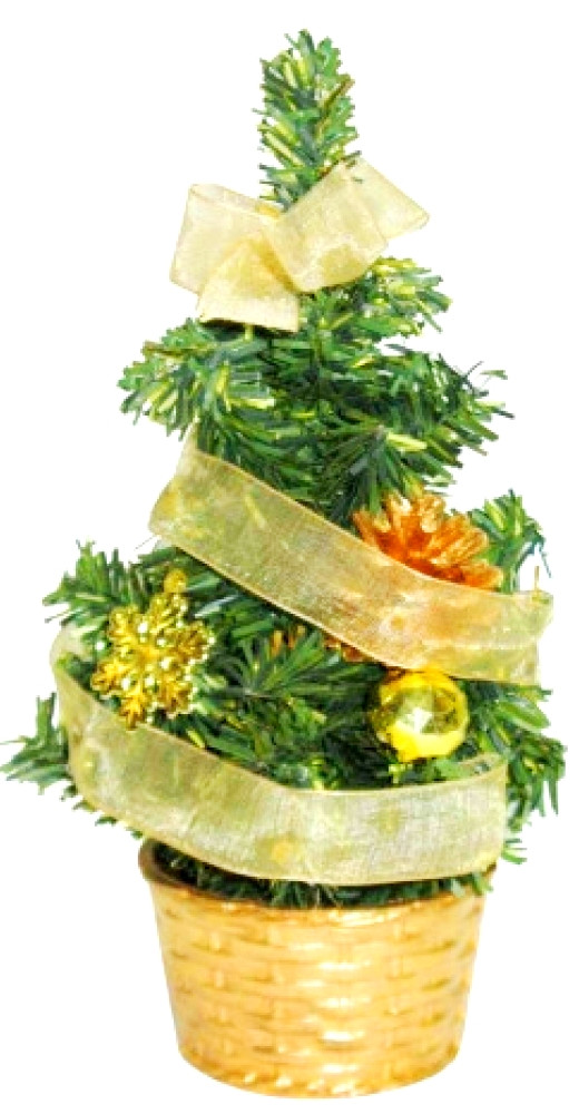 Новогодняя елка с украшениями в корзине, 20 см - фото 1 - id-p218375527