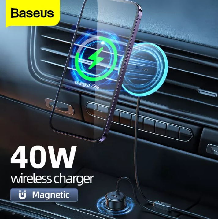 Автомобильное зарядное устройство Baseus CW01 Magnetic Wireless Charging Car Mount 40W (Wireless Charging - фото 5 - id-p218431077