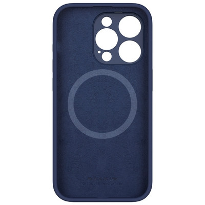Силиконовая накладка с пластиной Magsafe и защитой камеры Nillkin LensWing Magnetic Silicone Case Синяя для - фото 4 - id-p218431129