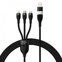 Кабель Baseus Flash Series Two-for-three Charging Cable U+C to M+L+C 100W 1.2m CASS030101 черный