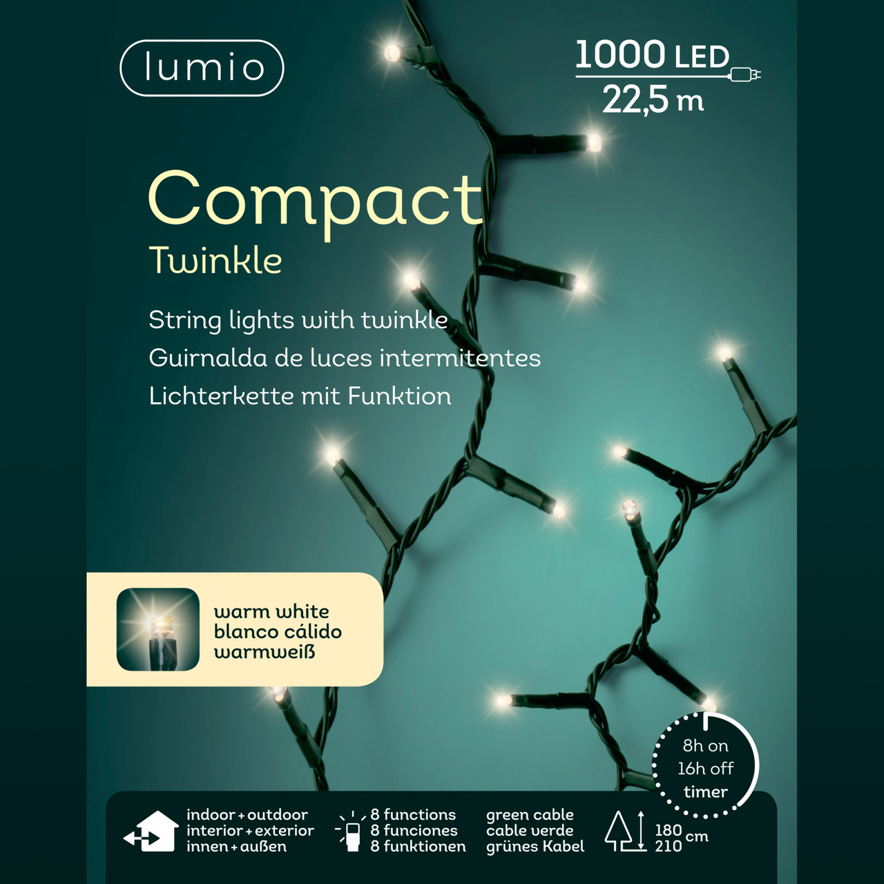 Гирлянда новогодняя LUMIO Compact 1000 Led 22,5 м 595354 - фото 1 - id-p218431163