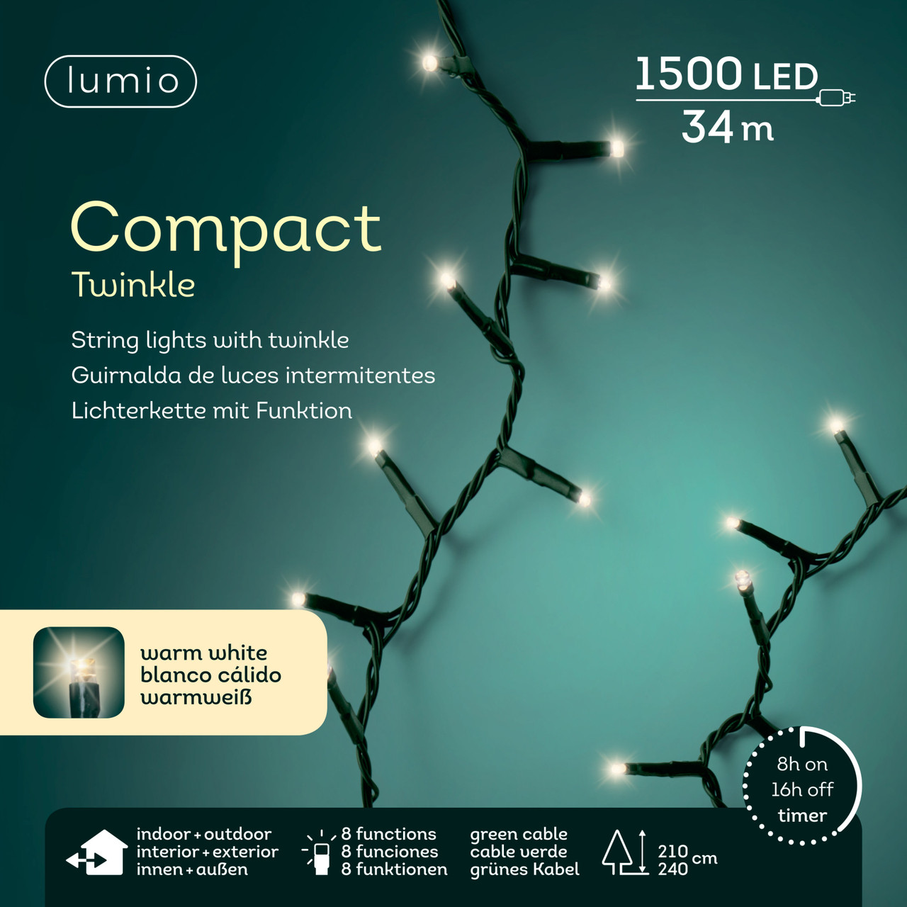 Гирлянда новогодняя LUMIO Compact 1500 Led 34 м 595357 - фото 1 - id-p218431164