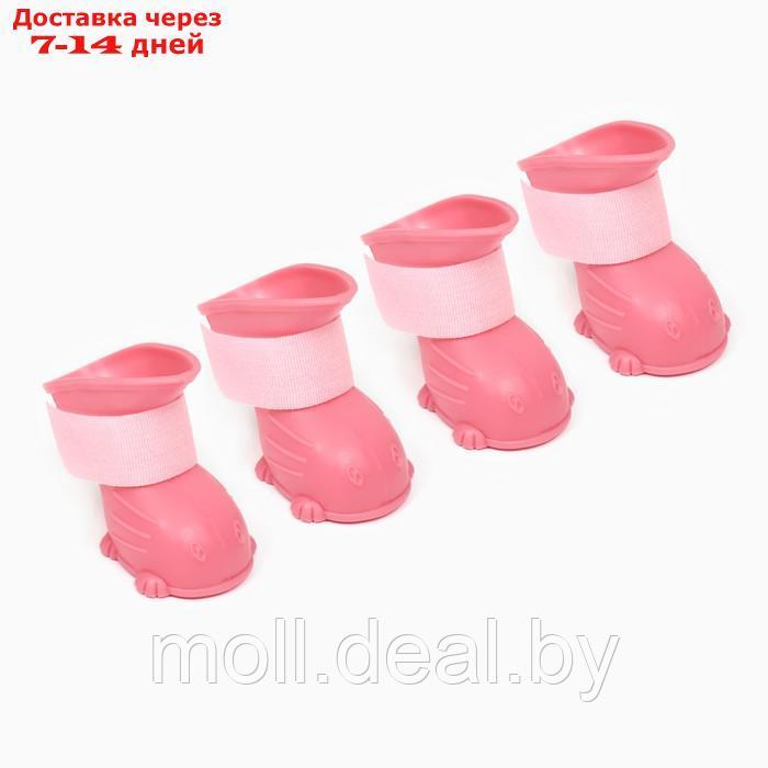 Ботинки для собак, резиновые, набор 4 шт, размер S , розовые - фото 1 - id-p218392910
