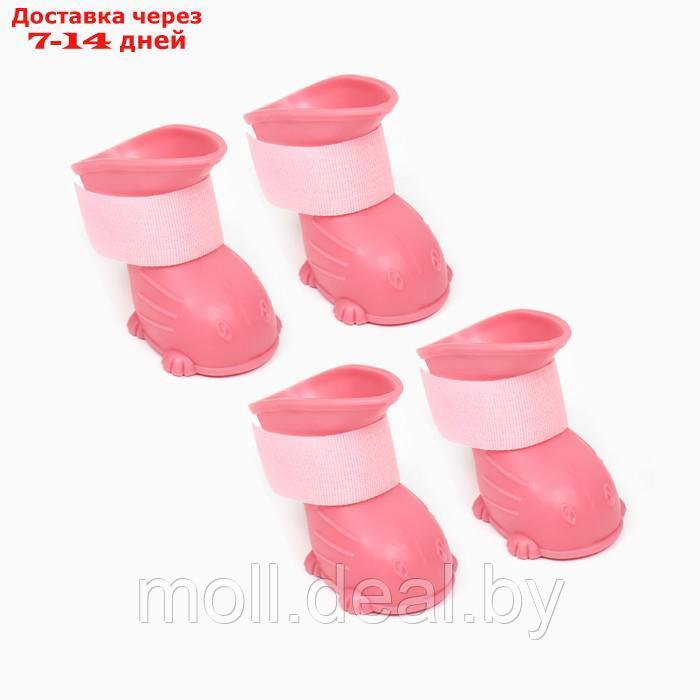 Ботинки для собак, резиновые, набор 4 шт, размер S , розовые - фото 5 - id-p218392910