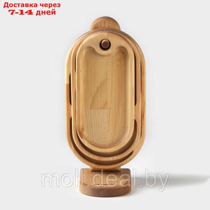 Набор деревянных менажниц и сервировочных досок на подставке Adelica, 3 шт, 25×14 см, 23×12 см, 21×10 см - фото 3 - id-p218395049