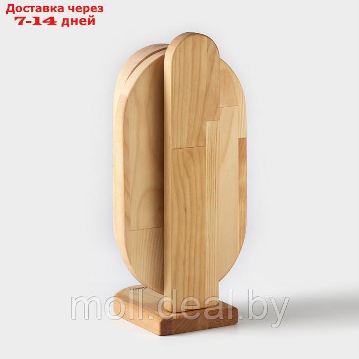 Набор деревянных менажниц и сервировочных досок на подставке Adelica, 3 шт, 25×14 см, 23×12 см, 21×10 см - фото 4 - id-p218395049