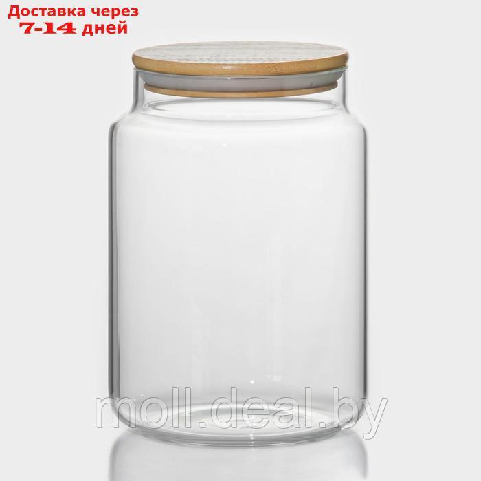 Банка стеклянная для сыпучих продуктов с бамбуковой крышкой BellaTenero "Эко", 3 л, 14,5×21 см - фото 1 - id-p218395067