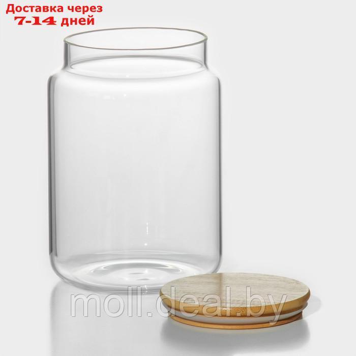 Банка стеклянная для сыпучих продуктов с бамбуковой крышкой BellaTenero "Эко", 3 л, 14,5×21 см - фото 2 - id-p218395067