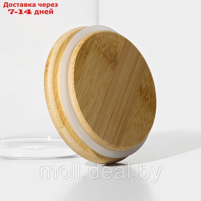 Банка стеклянная для сыпучих продуктов с бамбуковой крышкой BellaTenero "Эко", 3 л, 14,5×21 см - фото 3 - id-p218395067