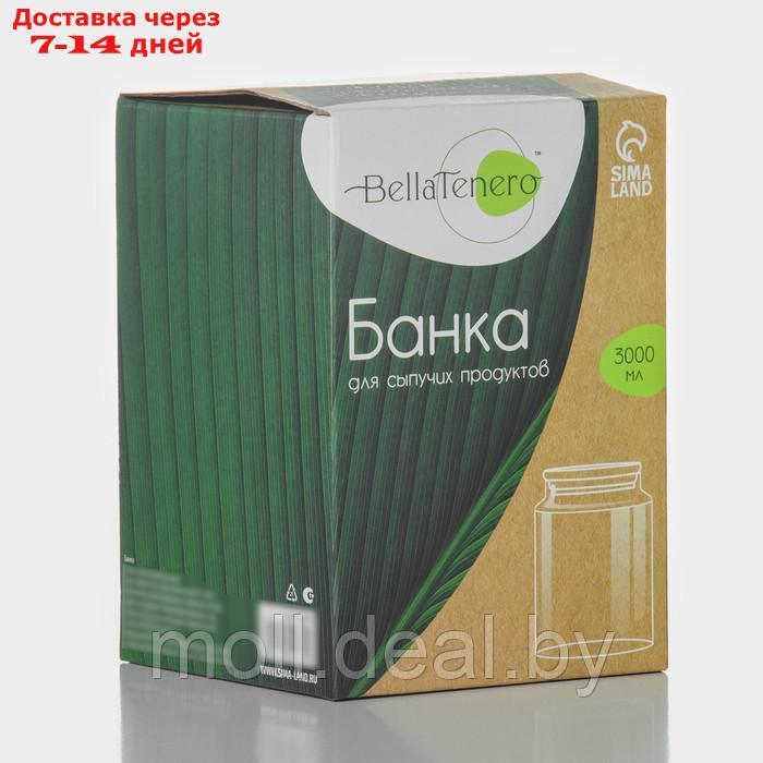 Банка стеклянная для сыпучих продуктов с бамбуковой крышкой BellaTenero "Эко", 3 л, 14,5×21 см - фото 5 - id-p218395067