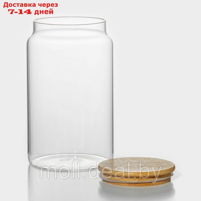 Банка стеклянная для сыпучих продуктов с бамбуковой крышкой BellaTenero "Эко", 2 л, 12×20 см - фото 2 - id-p218395096