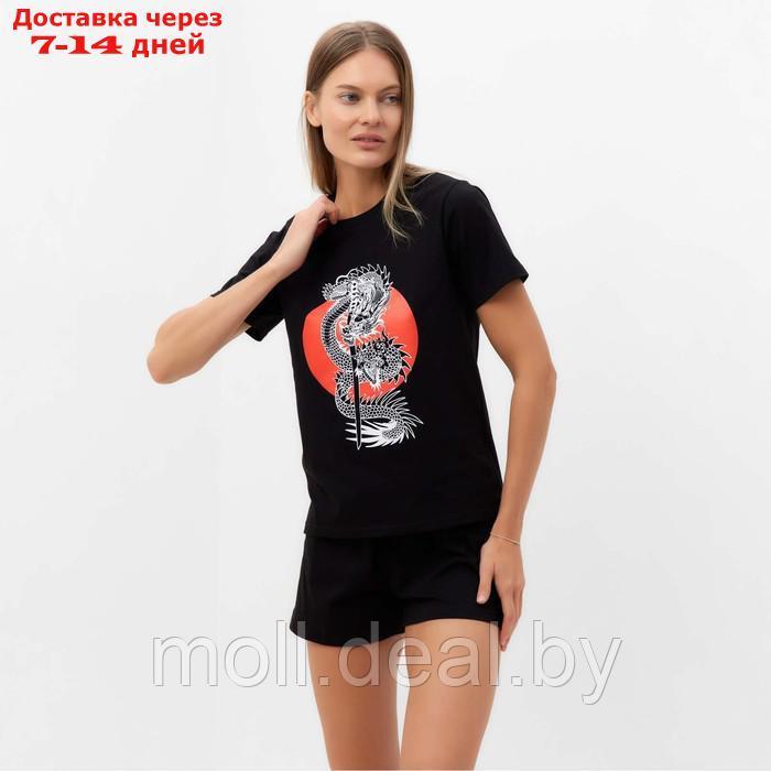 Комплект женский домашний (футболка,шорты), цвет чёрный/дракон, размер 46 - фото 6 - id-p218395113