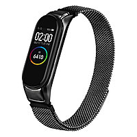 Металлический ремешок Миланская петля для Xiaomi Mi Band 3 / 4 черный