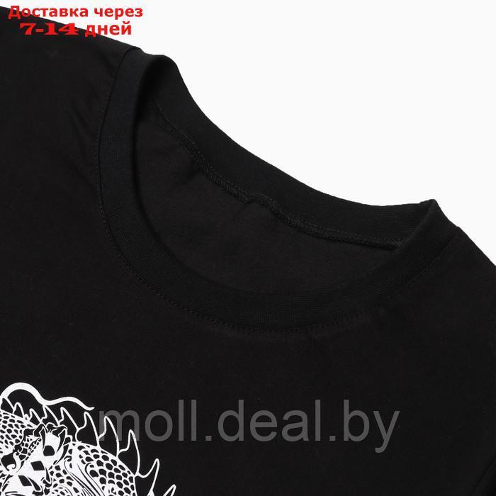 Комплект женский домашний (футболка,шорты), цвет чёрный/дракон, размер 48 - фото 2 - id-p218395125