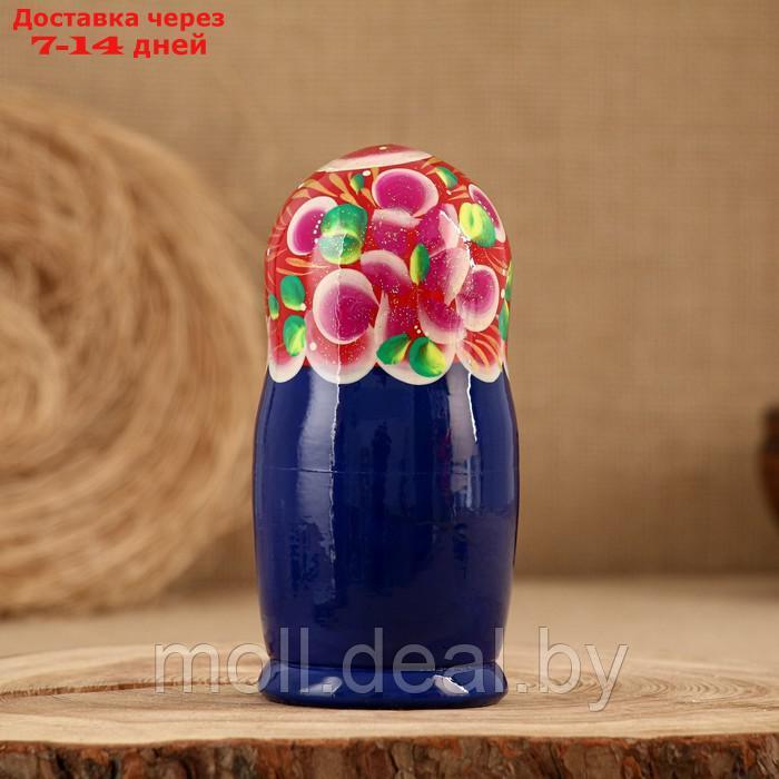 Матрёшка "Синий цветок", красный сарафан, 5 кукольная, 15 см - фото 4 - id-p218392218