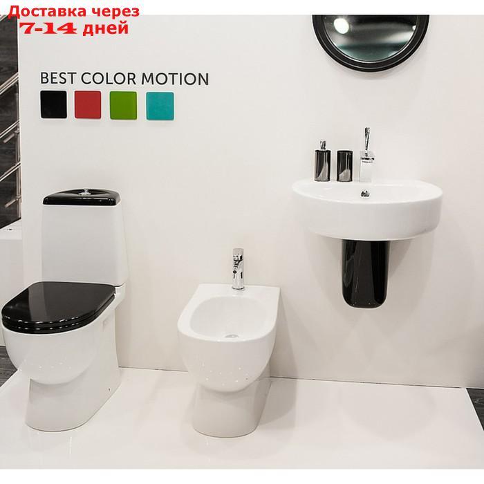 Унитаз компакт Sanita Best Color Black SL DМ, 2-режима, арматура Geberit, белый - фото 3 - id-p218384690