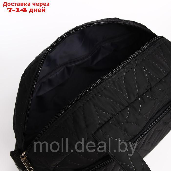 Сумка спортивная на молнии, наружный карман, длинный ремень, цвет чёрный - фото 3 - id-p218396378