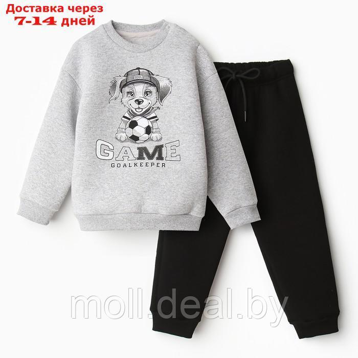 Комплект для мальчика (джемпер, брюки), НАЧЁС, цвет черный/серый меланж, рост 80 - фото 1 - id-p218397424