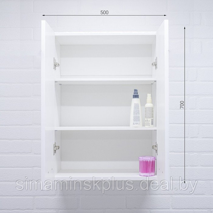 Шкаф навесной для ванной комнаты 02-50, 50 х 70 х 28,9 см, фасад МДФ - фото 3 - id-p218432204