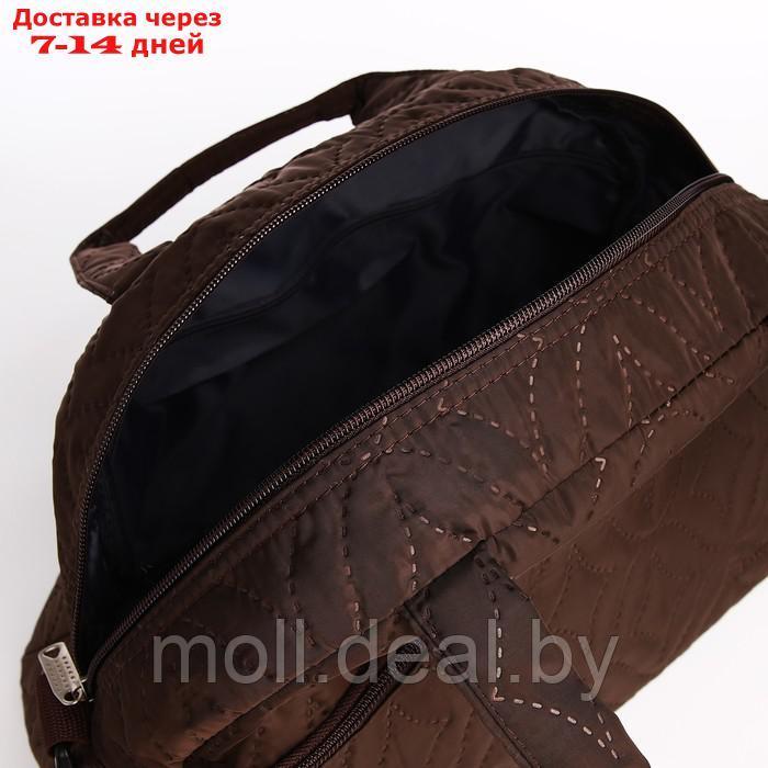 Сумка спортивная на молнии, наружный карман, длинный ремень, цвет коричневый - фото 3 - id-p218396434