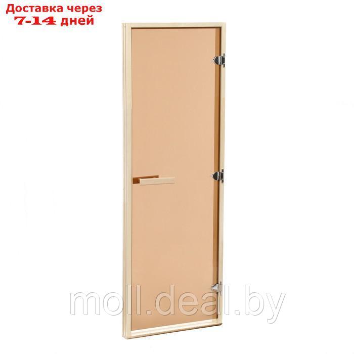 Дверь для бани и сауны "Бронза", размер коробки 190х70 см, липа, 8 мм - фото 3 - id-p218395455
