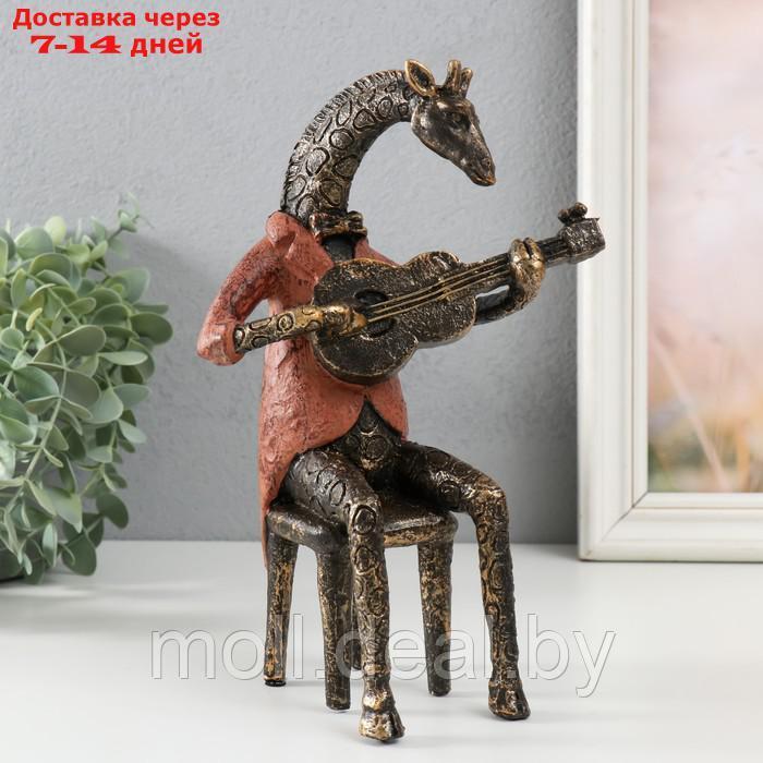 Сувенир полистоун "Жираф с гитарой" под металл 23,6х9,7х13,5 см