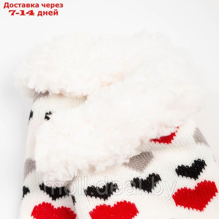 Носки женские с мехом внутри "Сердечки", цвет белый, размер 23-25 (36-40) - фото 2 - id-p218386865