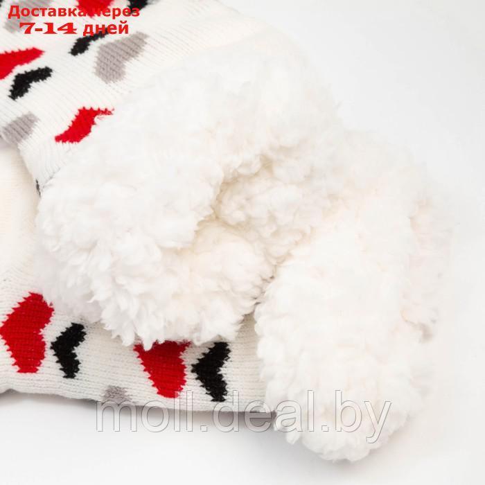 Носки женские с мехом внутри "Сердечки", цвет белый, размер 23-25 (36-40) - фото 3 - id-p218386865