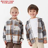 Рубашка детская KAFTAN утеплённая, цвет серо-бежевый, размер 34 (122-128 см)