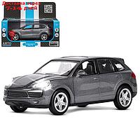 Машина металлическая Porsche Cayenne S, 1:32, свет, звук, инерция, открываются двери, багажник, цвет серый