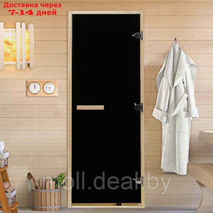 Дверь для бани и сауны "БЛЭК", размер коробки 180х70 см, липа, 8 мм - фото 1 - id-p218391571