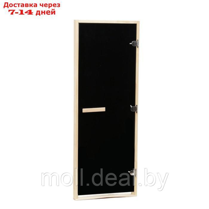 Дверь для бани и сауны "БЛЭК", размер коробки 180х70 см, липа, 8 мм - фото 3 - id-p218391571