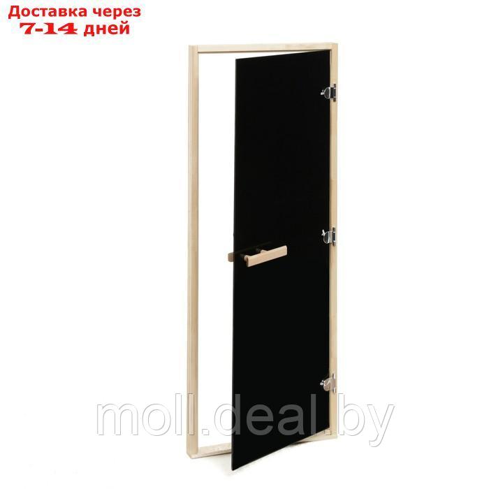Дверь для бани и сауны "БЛЭК", размер коробки 180х70 см, липа, 8 мм - фото 4 - id-p218391571