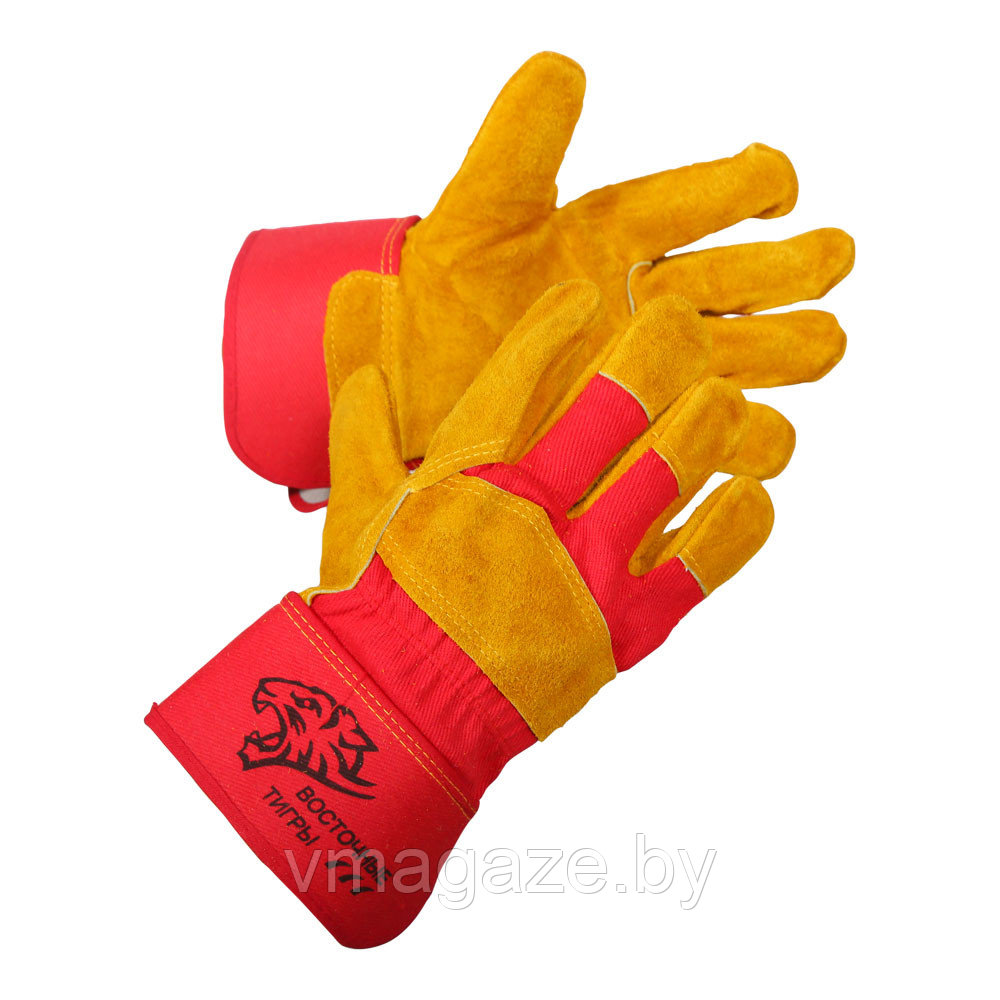 Перчатки спилковые Восточные Тигры G135 (цвет красно-желтый)