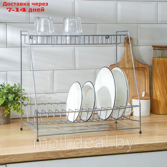 Сушилка для посуды с поддоном, 39×24×37,5 см, цвет хром - фото 1 - id-p218387528