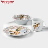 Набор посуды "Страна драконов", 3 предмета: кружка 200 мл, тарелка, салатник 360 мл, фарфор
