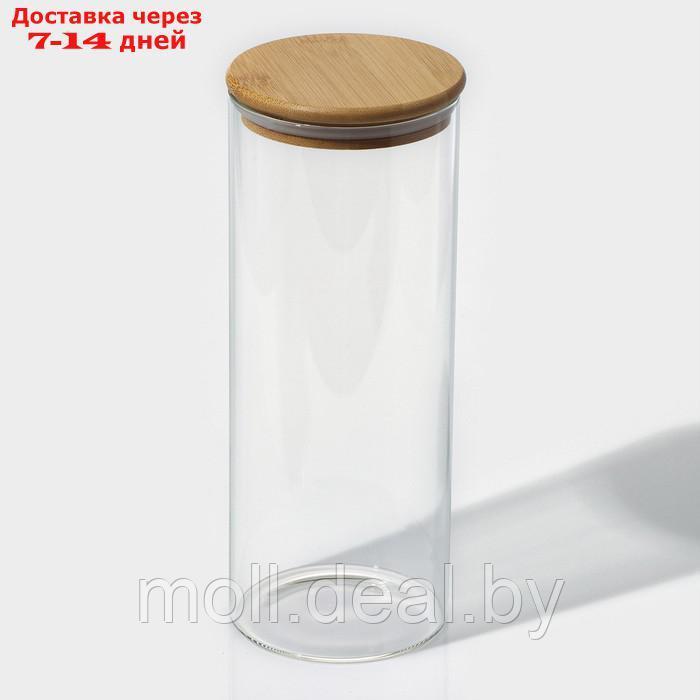 Банка стеклянная для сыпучих продуктов с бамбуковой крышкой BellaTenero "Эко", 1,7 л, 10×26 см - фото 1 - id-p218396810