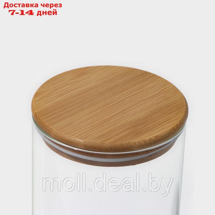 Банка стеклянная для сыпучих продуктов с бамбуковой крышкой BellaTenero "Эко", 1,7 л, 10×26 см - фото 3 - id-p218396810
