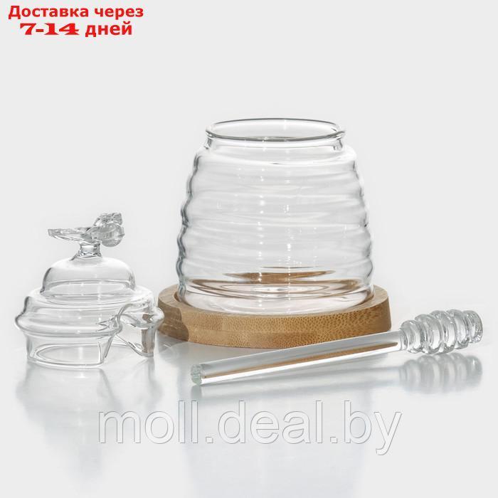 Баночка стеклянная для мёда и варенья с ложкой BellaTenero "Эко. Пчёлка", 300 мл, 10×12,5 см - фото 2 - id-p218396820