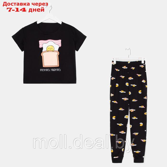 Пижама женская (футболка и брюки) KAFTAN Egg р. 48-50, черный - фото 2 - id-p218391726
