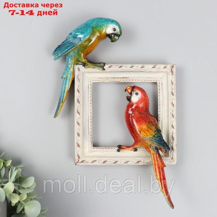 Сувенир полистоун лак "Два попугая Ара сидят на картине" 18х5х26,8 см - фото 1 - id-p218393834