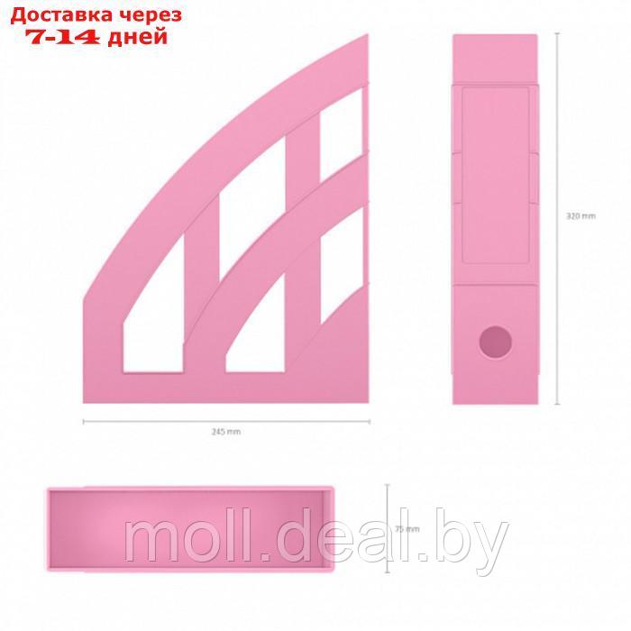 Лоток для бумаг вертикальный 75 мм, ErichKrause Office, Pastel, розовый - фото 2 - id-p218393837