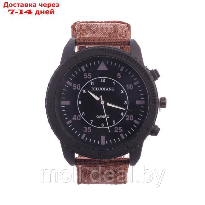 Часы наручные мужские "Солдат", коричневые, d=4.5 см, ремешок текстиль 22 мм - фото 1 - id-p218394866